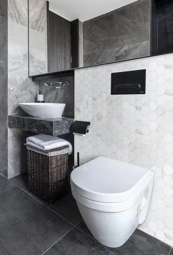 Vista 8 de COLAMO Azulejos hexagonales de piedra de Carrara blanca sintética para salpicaduras de cocina, azulejos adhesivos para decoración interior, mosaico