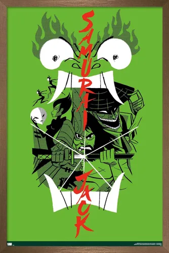 Vista 15 de Trends International Samurai Jack-Ensemble - Póster de pared, 14.725 x 22.375 pulgadas, versión enmarcada en madera de granero