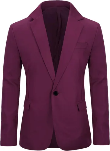 Vista 24 de YUNCLOS Chaqueta blazer casual de 1 botón con solapa con muescas para hombre