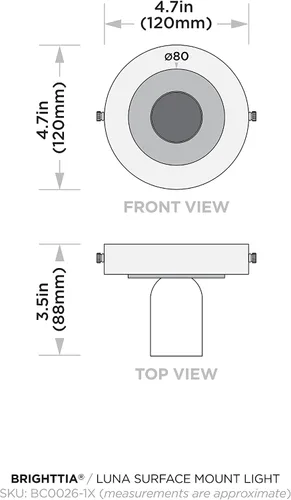 Vista 7 de BRIGHTTIA Luna Uno - Aplique de pared de 1 luz, accesorio industrial moderno de mediados de siglo para pared y techo, lámpara minimalista para baño