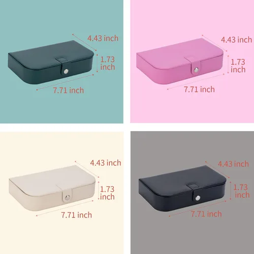 Vista 6 de Smileshe Joyero para mujeres y niñas, pequeño estuche organizador de viaje portátil de piel sintética, cajas de almacenamiento para anillos, aretes