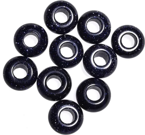 Vista 15 de Cuentas de piedra natural de agujero grande (0.23 a 0.236 pulgadas) pulidas Rondelle cuentas de piedras preciosas europeas para pulseras de dijes