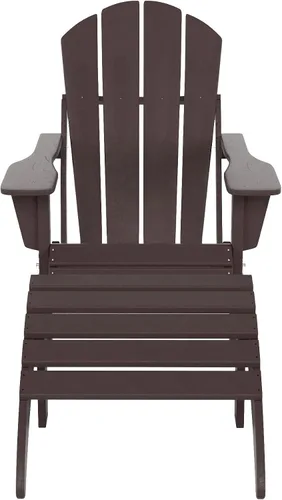 Vista 3 de WestinTrends Malibu - Silla de salón para exteriores, juego de 2 sillas Adirondack con otomana, sillas plegables de madera de polietileno para todo