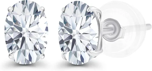 Vista 37 de Aretes de plata de ley 925 maciza chapados en oro de 0.276 x 0.197 in ovalados con piedra natal genuina para mujer, aretes de tuerca con piedras