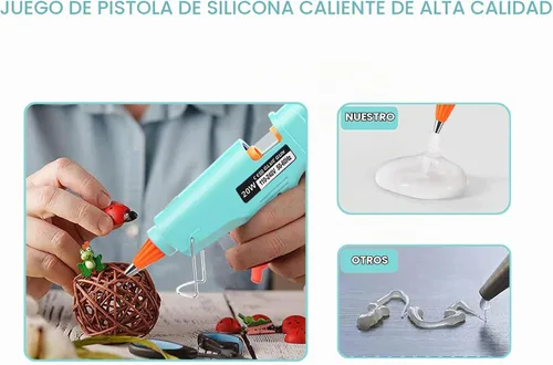 Vista 4 de Kit de pistola de pegamento caliente Mini: kit de mini pistolas de pegamento caliente con 30 varillas, pistola de pegamento derretida, manualidades
