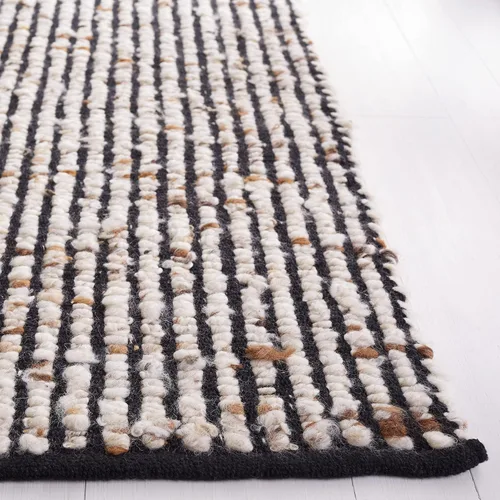 Vista 4 de SAFAVIEH Natura Collection - Alfombra de pasillo, 2 pies 3 pulgadas x 7 pies, negro y marfil, lana y yute, ideal para dormitorio, vestíbulo