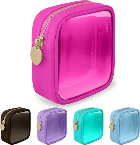 Vista 79 de izuzta Nylon Lager Pequeño Slim Mini Maquillaje Bolsa Organizador, Beige, Viajes