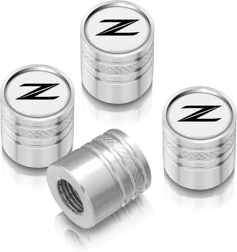 Vista 6 de iPick Image Para Nissan 370Z Z Logo Blanco sobre Negro Aluminio Cilindro Estilo Neumático Válvula Tapas de Válvula