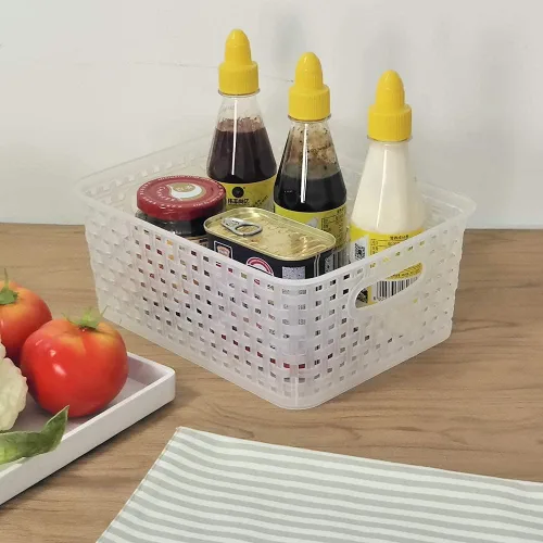 Vista 5 de Paquete de 6 cestas pequeñas de tejido, cesta de plástico para almacenamiento