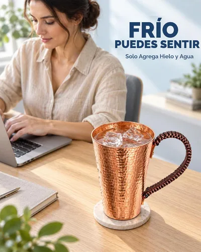 Vista 2 de Taza de cobre puro de 24 oz para agua potable