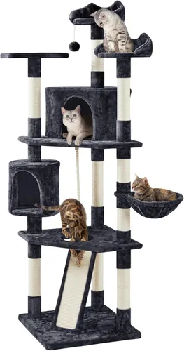 Vista 11 de Yaheetech Árboles para Gatos de Múltiples Niveles Torres para Gatos 79 pulgadas Árbol para Gatos de Interior con Postes Rascadores Cubiertos de Beige