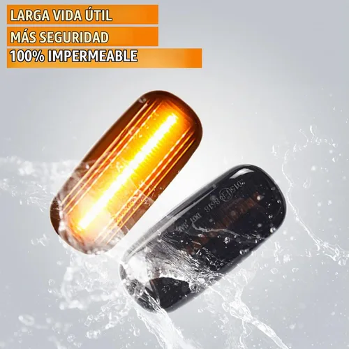 Vista 3 de 2 luces de señal de giro con marcador lateral de color ámbar y humo dinámico secuencial