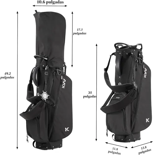 Vista 4 de KVV Bolsa de golf ligera con soporte con divisores de longitud completa de 7 vías, 5 bolsillos con cremallera, correas dobles ajustables