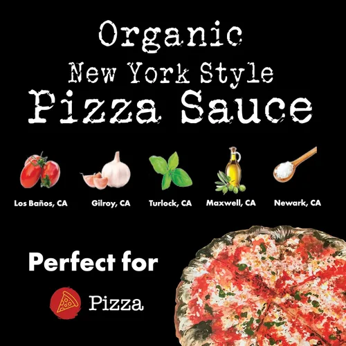 Vista 3 de Salsa orgánica para pizza estilo NY Bianco DiNapoli, 15 onzas (paquete de 8), tomates cultivados en California maduros en la vid, con ajo, especias