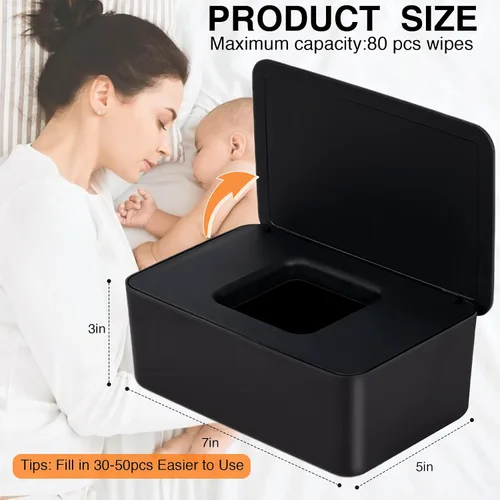 Vista 2 de Dispensador de toallitas para bebés, soporte para toallitas para bebés y adultos, mantiene el tejido húmedo fresco, funda de toallitas