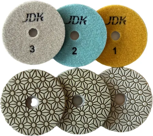 Vista 4 de JDK Diamond Wet 3 Pasos Almohadilla de pulido 4 '' para hormigón granito mármol piedra 3.937 in disco de resina 3pcs/Set