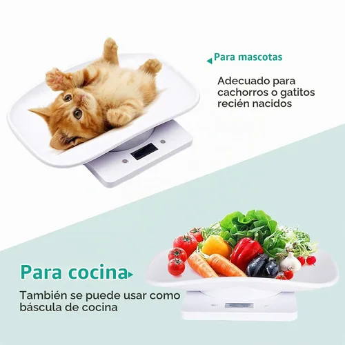 Vista 4 de Báscula digital para mascotas, blanca, pequeña escala de animales