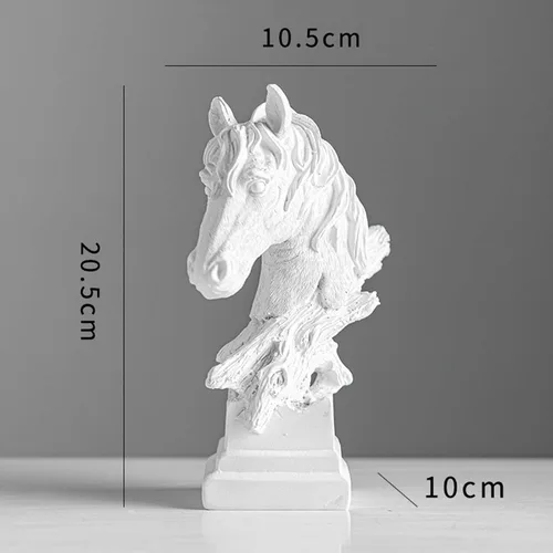 Vista 4 de Decoración de estatua de cabeza de caballo, figuras de resina, 3 esculturas para arreglo adorno, regalo coleccionable, L
