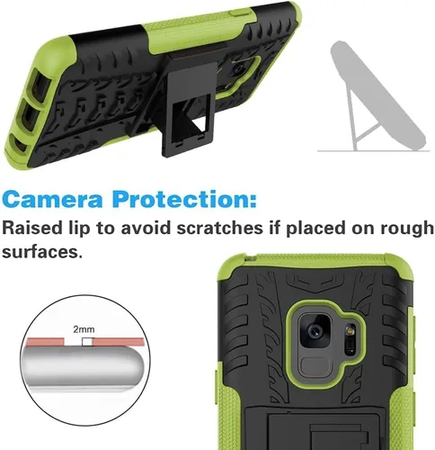 Vista 7 de Asuwish Funda de teléfono para Samsung Galaxy S9 con protector de pantalla de vidrio templado y soporte delgado, híbrida, resistente, funda