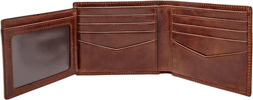 Vista 3 de Fossil Ryan - Cartera plegable de piel con bloqueo RFID y ventana de identificación abatible para hombre