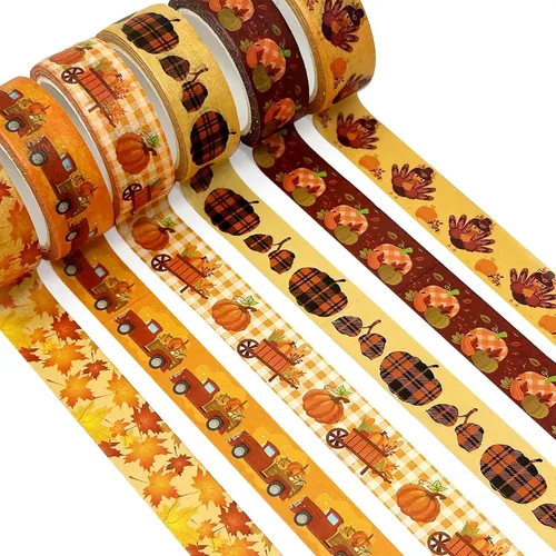 Vista 4 de allydrew Cinta decorativa Washi para álbumes de recortes, papelería, diario, fabricación de tarjetas (12 rollos), diversión de calabaza