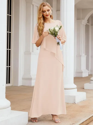 Vista 4 de Numbersea Vestidos de gasa de primavera de talla grande para madre de la novia, vestido formal de baile de graduación, capa con volantes