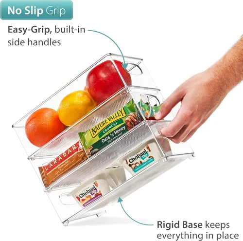 Vista 5 de Sorbus Contenedores organizadores apilables para refrigerador, contenedores de almacenamiento transparentes para despensa de cocina, congelador