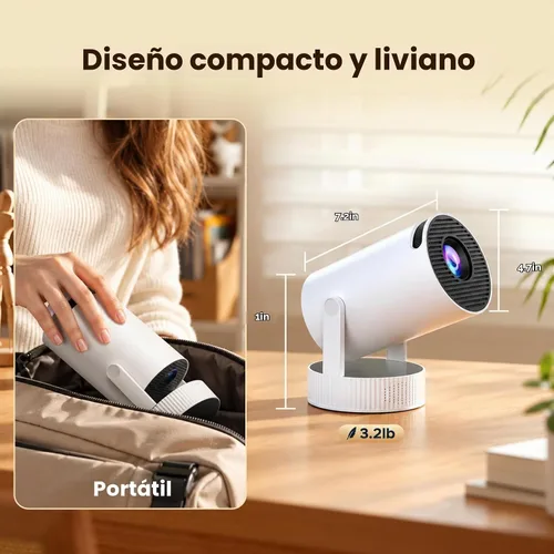 Vista 8 de Mini proyector con batería, WiFi 6 y Bluetooth5.4, compatible con Blanco loto