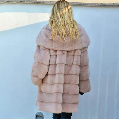 Vista 2 de PRDECEXLU Abrigo de invierno de manga larga para mujer, talla grande, con diseños y cremallera, chaqueta esponjosa, cálida, holgada, con capucha