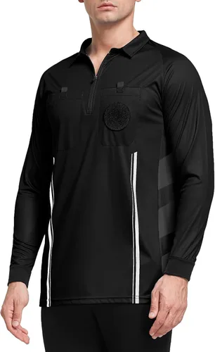 Vista 2 de FitsT4 Sports - Camiseta de árbitro de fútbol para hombre de manga larga Negro