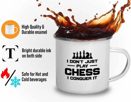 Vista 3 de Taza de ajedrez camper de 12 oz - conquista - Ordenador jugador de ajedrez Juegos de estrategia Tácticas de ajedrez Ganar Juegos de mesa de ajedrez