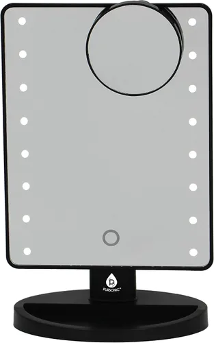 Vista 2 de Espejo de tocador con luz LED y luz brillante natural, espejo de maquillaje con espejo desmontable 5X