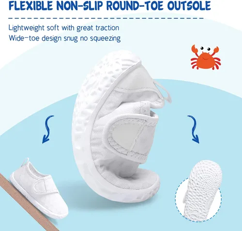 Vista 5 de LeIsfIt Zapatos de agua para niños y niñas, calcetines acuáticos transpirables para nadar, antideslizantes, zapatos de playa descalzos