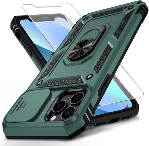 Vista 8 de Funda para iPhone 11 Pro con cubierta para lente de cámara, protector de pantalla HD, protección contra caídas de grado militar de 10 pies, soporte
