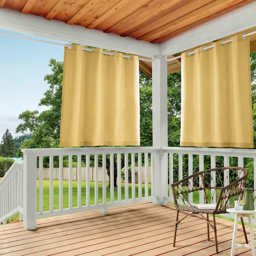 Vista 31 de Town & Country Basics Cabana - Cortinas pesadas para interiores y exteriores, opacidad de filtrado de luz con ojales en la parte superior, repelente