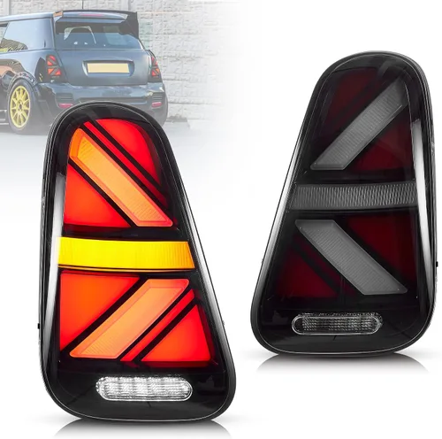 Vista 10 de VLAND LED Luces Traseras Rojas Compatibles Para [2001-2006 BMW Mini Cooper R50 R52 R53 y Mini Cooper Hatchback/Convertible de 1ª generación] Con