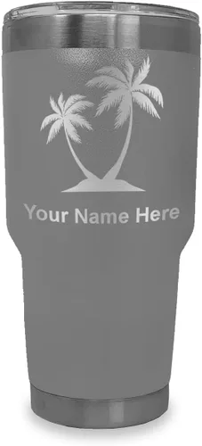 Vista 19 de LaserGram Vaso aislado al vacío de 20 onzas, palmeras, grabado personalizado incluido (negro)