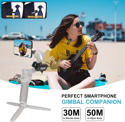 Vista 6 de ZGCINE Sistema de micrófono Lavalier inalámbrico de 2.4 GHz, micrófono de grabación omnidireccional, teléfono inteligente, cámara, vlogging, en vivo