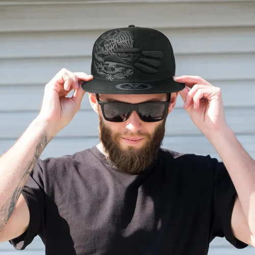 Vista 4 de Hecho en México Eagle 3D Gorra plana bordada a presión