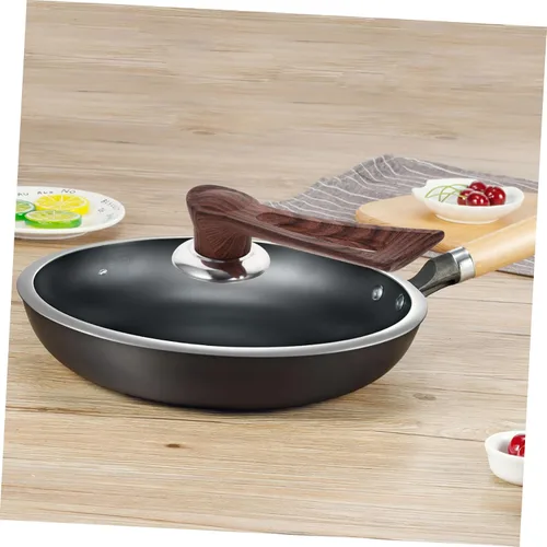 Vista 5 de SHOWERORO Mango universal de repuesto para tapa de olla con acabado de grano de madera, agarre ergonómico que se adapta a varios accesorios