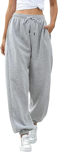 Vista 5 de WPNMASNP Pantalones deportivos casuales de cintura alta para mujer, para otoño, holgados, Y2K, modernos con bolsillos