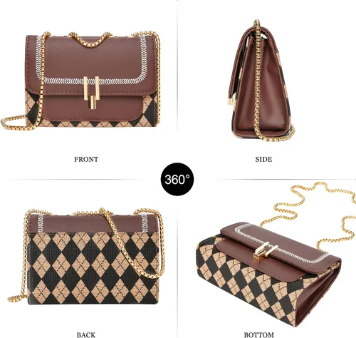 Vista 5 de UTOTEBAG Bolsos cruzados para mujer, bolso pequeño de piel sintética, bolso de hombro de moda, bolso de noche con correa de cadena