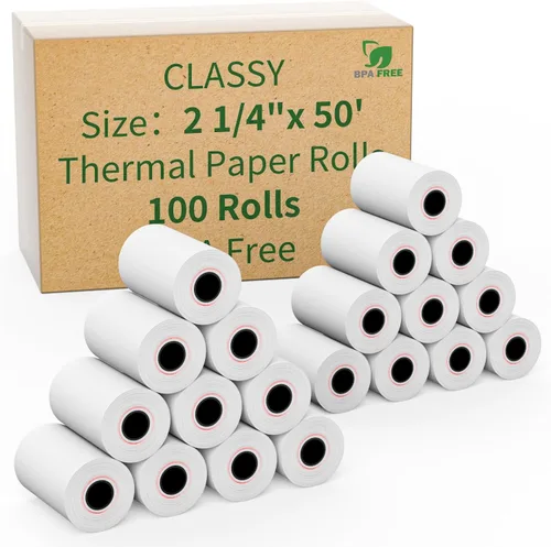 Vista 12 de CLASSY Rollo de papel de registro térmico de 2 1/4" x 50' pies, 5 rollos