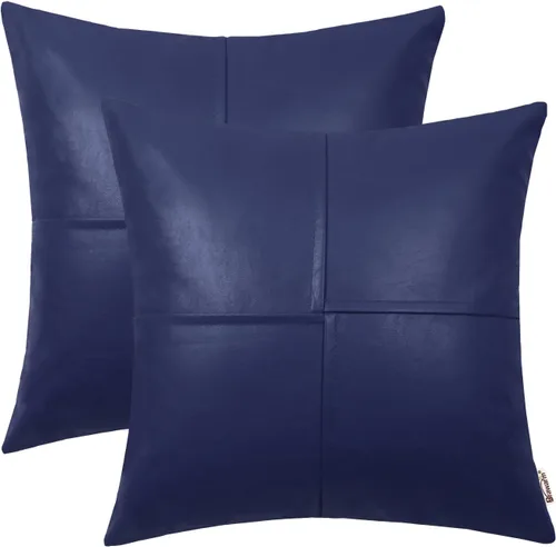 Vista 21 de BRAWARM Fundas de almohada de cuero sintético de 16 x 16 pulgadas, paquete de 2 fundas de almohada de cuero rojo profundo, fundas de almohada