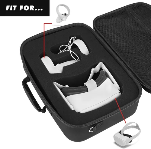 Vista 2 de Risou Funda de almacenamiento VR compatible con Oculus Quest 2 VR Gaming Headset y accesorios de controladores. Con cubierta facial de silicona