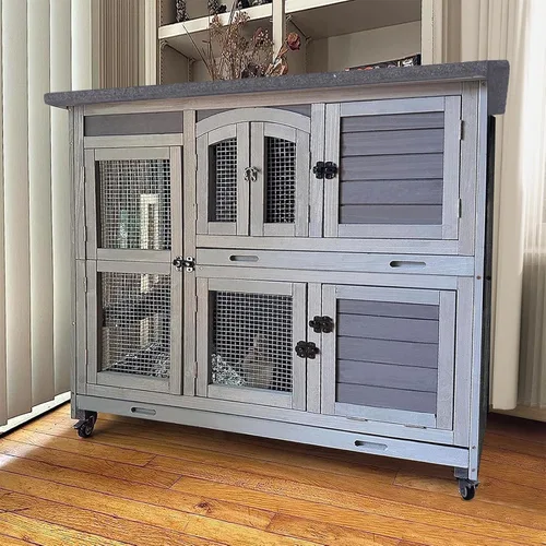 Vista 13 de GUTINNEEN Jaula para Mascotas de Conejo Correr Extensión Interior Pequeño Corral para Animales (Solo Corral)