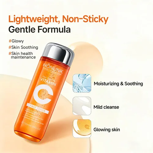 Vista 2 de Tónico facial hidratante con vitamina C de 4.4 fl oz, tónico diario suave con niacinamida y ácido hialurónico, cuidado de la piel sin alcohol