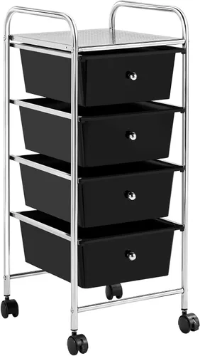Vista 10 de Topeakmart Organizador de carrito con ruedas de 12 cajones, cajones de almacenamiento de plástico, carrito utilitario, 360 ruedas, color negro