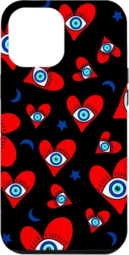 Vista 10 de Funda para iPhone 12 mini con diseño de mal de ojo, diseño de corazones de mal de ojo azul