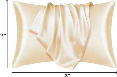 Vista 5 de Juego de 2 fundas de almohada de seda satinada de lujo para cabello y piel, fundas de almohada de satén con cierre de cremallera (estándar